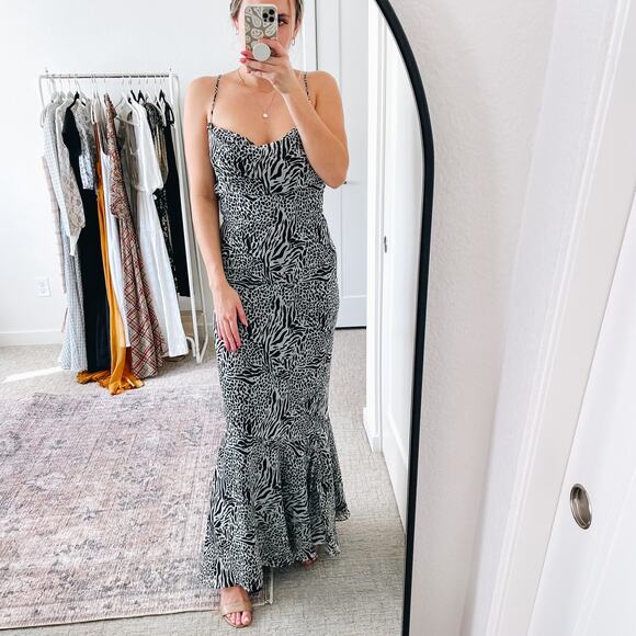 L'ACADEMIE Revolve B&W Animal Printed Slip Maxi Dress - Picture 11 of 13
